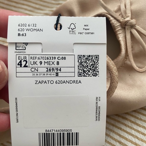 Mango Pink Tan Satin Ballet Flats - Picture 4 of 7